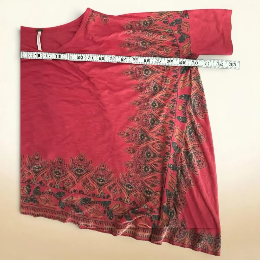 Boho Fairy Grunge Drapey Handkerchief Tunic Free People Pick Me Up Red Tee XS